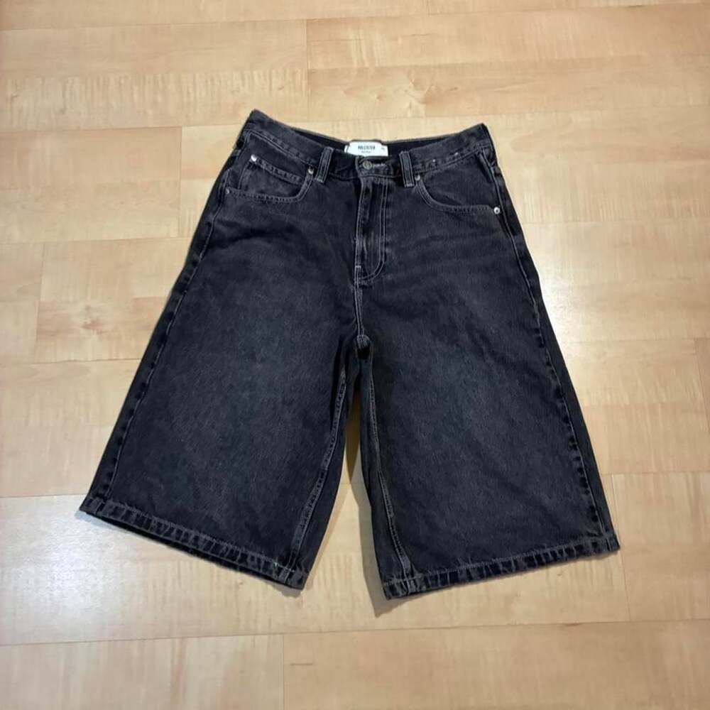 Hollister Half Pant Size 31 Black Denim Jorts Baggy Skate